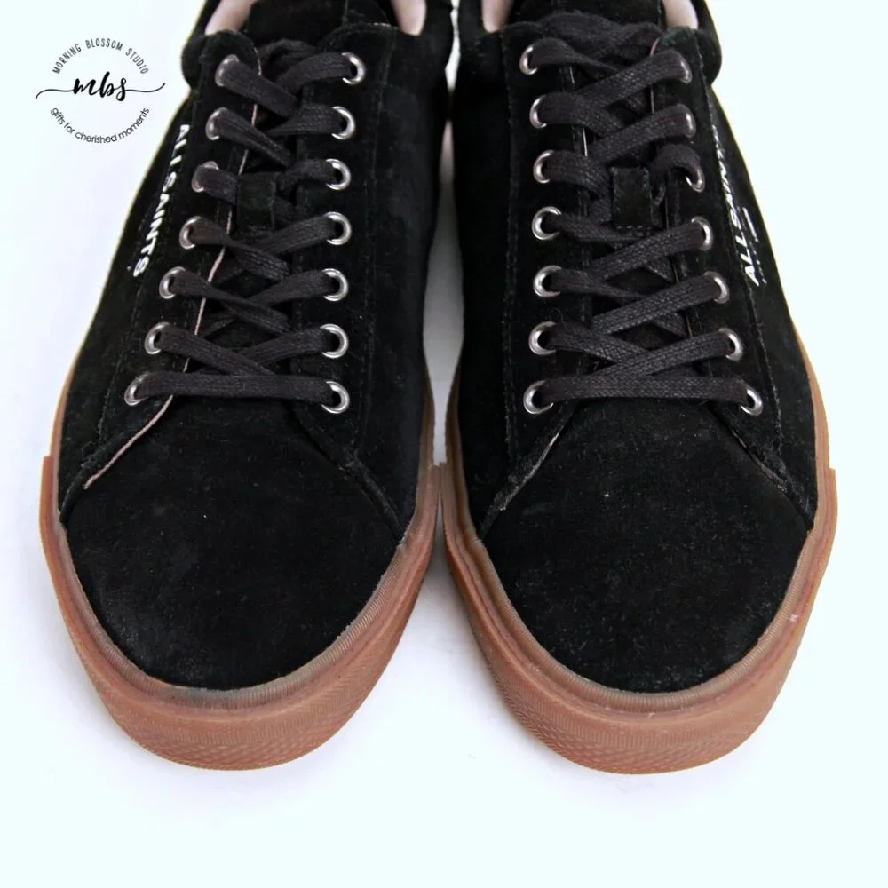 All Saints Underground Suede Low Top‎ Sneakers Black Men 11